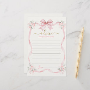 Pink Bow Advice for the Mom To Be card