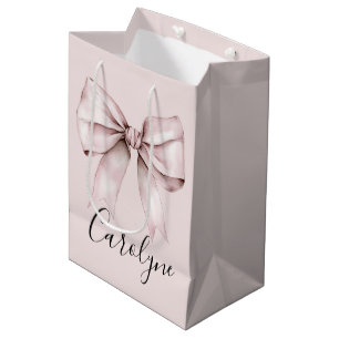 Pink bow aesthetic coquette Personalized Name Medium Gift Bag