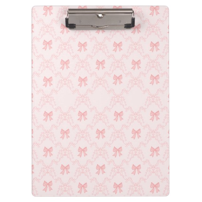 Pink Bow Aesthetic Notebook – Cute & Feminine Jour Clipboard (Front)