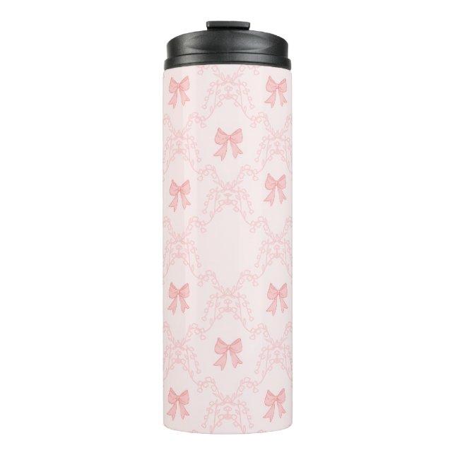 Pink Bow Aesthetic Notebook – Cute & Feminine Jour Thermal Tumbler (Front)