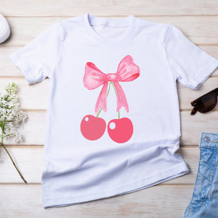 Pink Bow and Cherries, coquette style T-Shirt