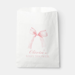 Pink bow and gingham preppy baby shower favour bag