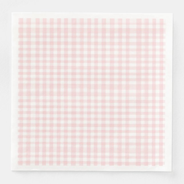 Pink bow and gingham preppy baby shower napkin (Front)