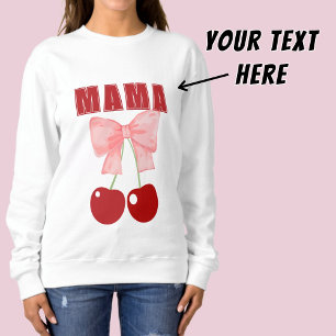 Pink Bow and Red Cherries, coquette style Sweatshirt
