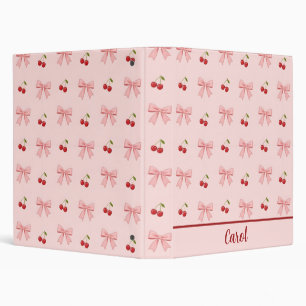 Pink Bow and Red Cherry Coquette Aesthetic Binder