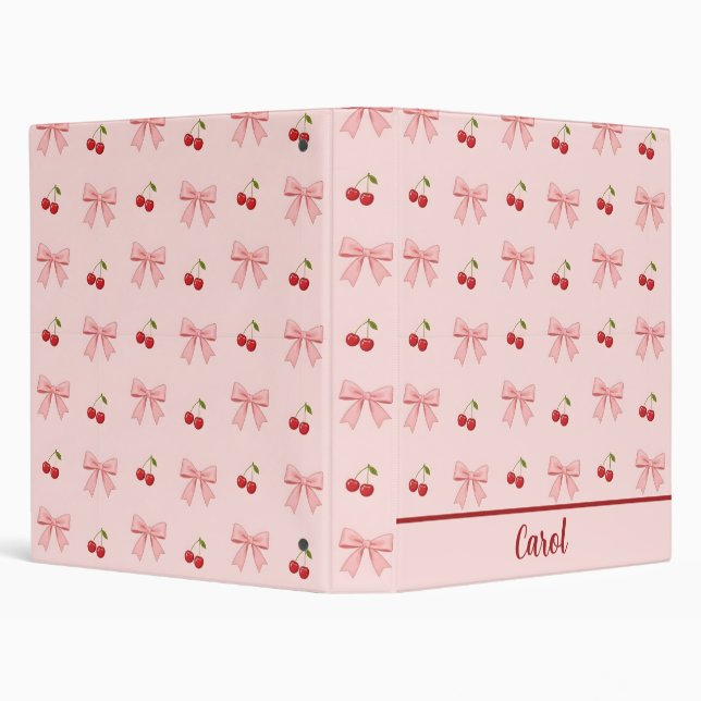 Pink Bow and Red Cherry Coquette Aesthetic Binder (Background)