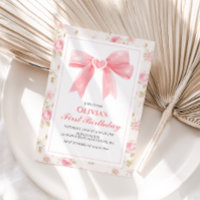 Pink Bow and Roses Coquette 1st birthday