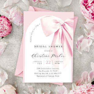 Pink Bow Arch Bridal Shower Invitation
