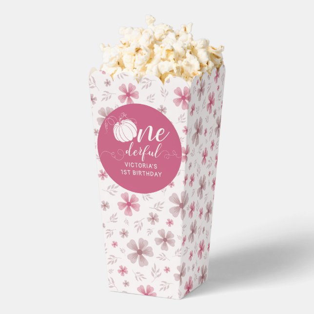 PINK BOW & ARCH FALL PUMPKIN FLOWERS BIRTHDAY FAVOR BOX (Popped)