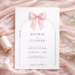 Pink Bow Arch Modern Serif Wedding Invitation