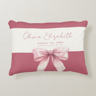 Pink Bow Baby Girl Accent Pillow