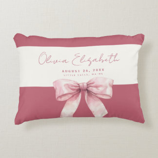 Pink Bow Baby Girl Accent Pillow