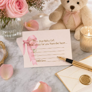 Pink Bow Baby Girl Advice Card