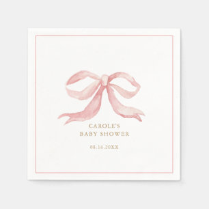 Pink Bow Baby Girl Baby Shower Napkin