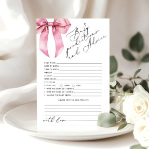 Pink Bow baby girl predictions and advice card