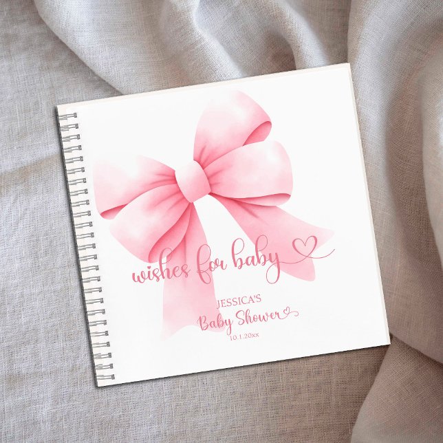 Pink Bow Baby Girl Shower Wishes for Baby Notebook (Creator Uploaded)