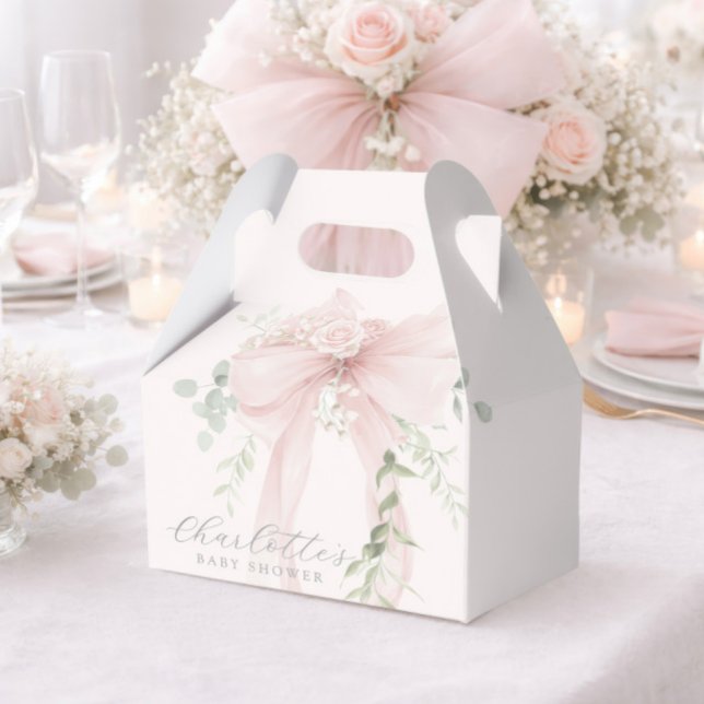 Pink Bow Baby in bloom Baby Shower Favor Box (Creator Uploaded)