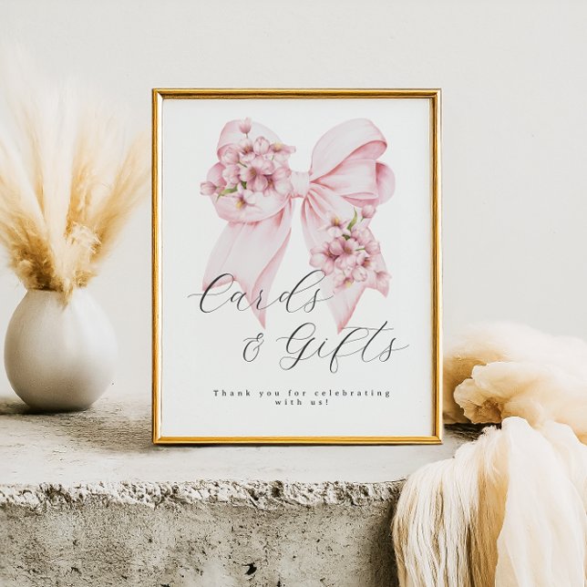 Pink Bow Baby In Bloom Baby Shower Gifts Sign (Creator Uploaded)
