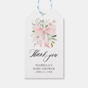 Pink Bow Baby in Bloom Floral Girl Baby Shower Gift Tags