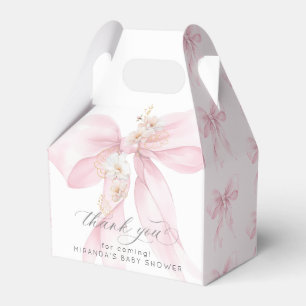 Pink Bow Baby in Bloom floral thank you Favor Box