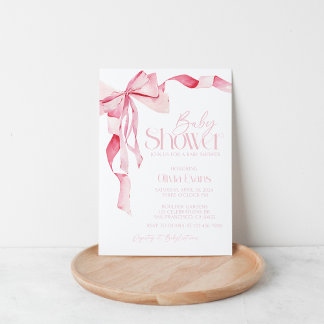 Pink Bow Baby Shower, Baby Shower, It's A Girl, Invitation
