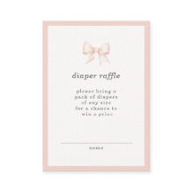 Pink Bow Baby Shower Coquette Diaper Raffle Ticket