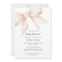 Pink Bow Baby Shower Coquette Elegant Pretty Cute