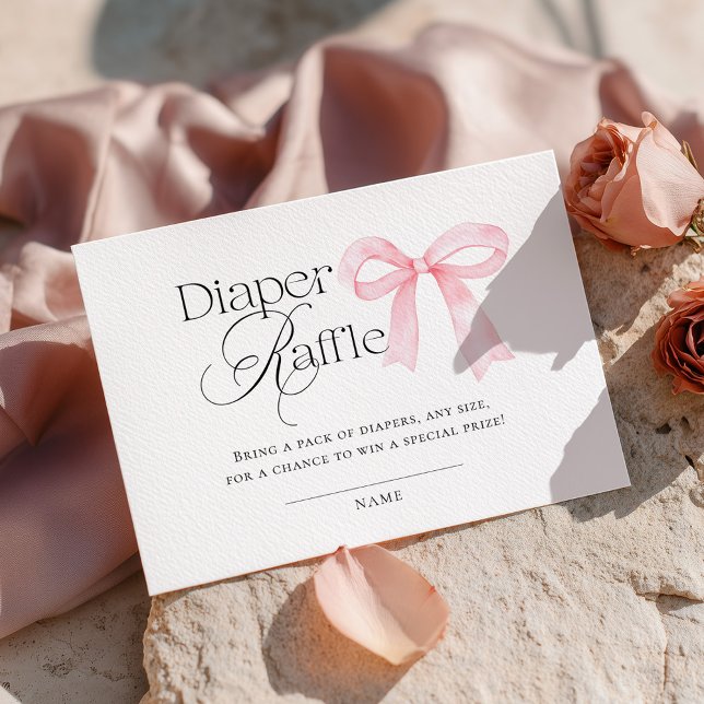 Pink Bow Baby Shower Diaper Raffle Enclosure Card (Creator Uploaded)
