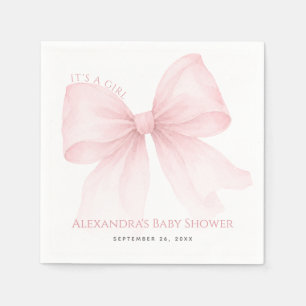 Pink Bow Baby Shower Elegant Coquette It's a Girl  Napkin