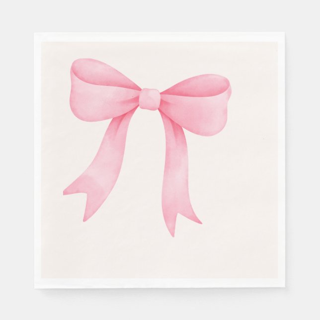 Pink Bow Baby Shower – Elegant Fall Paper Napkin (Front)