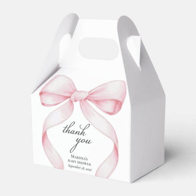 Pink Bow Baby Shower Favor Box (Front Side)