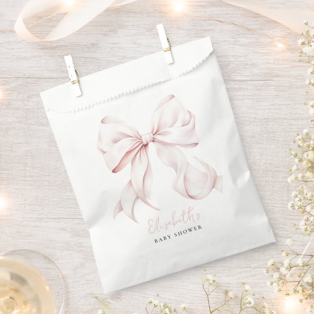 Pink Bow Baby Shower Favour Bag (Clipped)