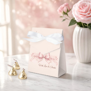 "Pink Bow Baby Shower Favour Bag Coquette Floral Favor Box