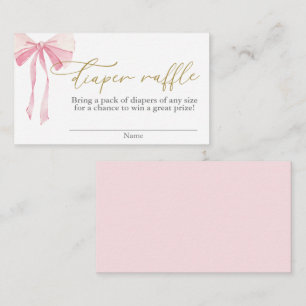 Pink Bow Baby Shower Girl Diaper Raffle Enclosure Card