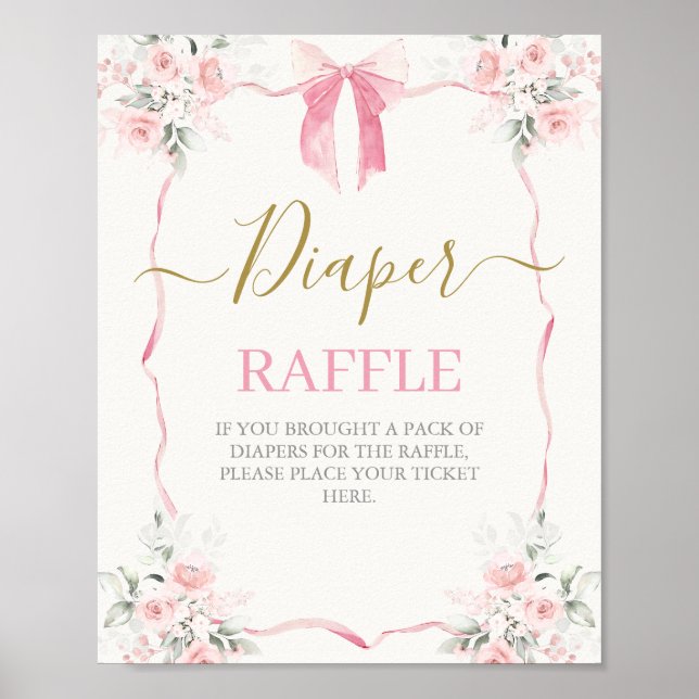 Pink Bow Baby Shower Girl Poster (Front)