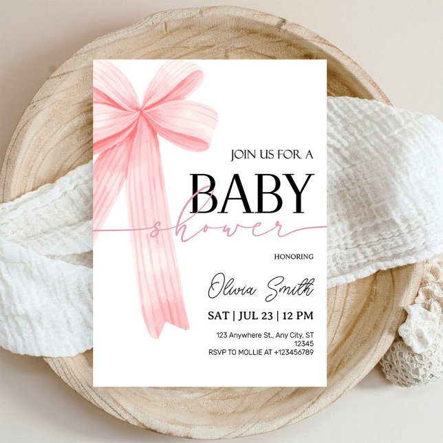 Pink Bow Baby Shower Invitation (Creator Uploaded)
