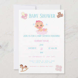 Pink Bow Baby Shower Invitation Customizable