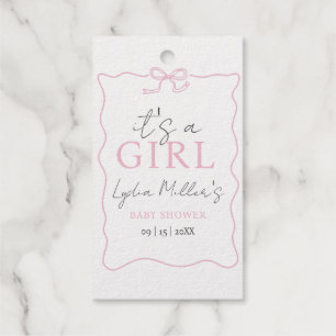 Pink Bow Baby Shower Invitation, Girl Baby Shower Gift Tags