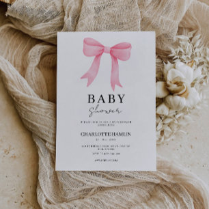 Pink Bow Baby Shower Invitation Template