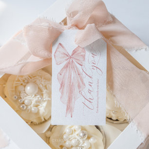 Pink Bow Baby Shower Minimalist Favour Gift Tags