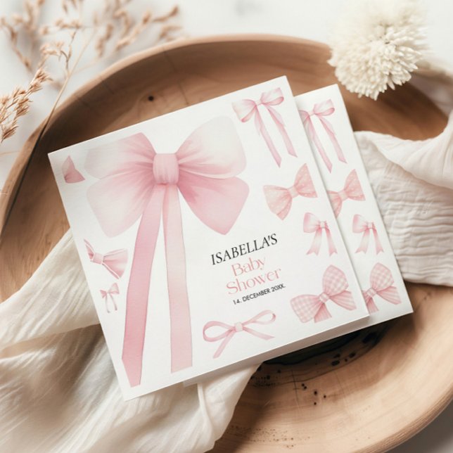 Pink Bow Baby Shower Napkin (Creator Uploaded)