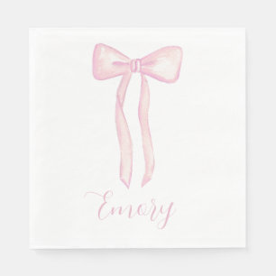 Pink Bow Baby Shower Napkins Customizable 
