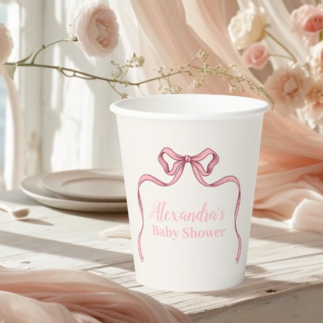 Pink Bow Baby Shower Paper Cups (Creator Uploaded)