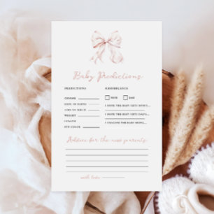 Pink Bow Baby Shower Prediction & Advice Game