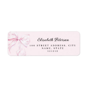 Pink Bow Baby Shower Return Address Label