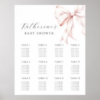 Pink Bow Baby Shower Seating Chart Poster