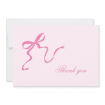 Pink Bow Baby Shower Thank You Card