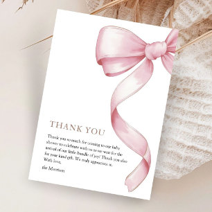 Pink Bow Baby Shower Thank You Card