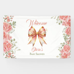 Pink Bow Baby shower Welcome Banner