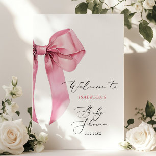 Pink Bow Baby Shower Welcome Poster